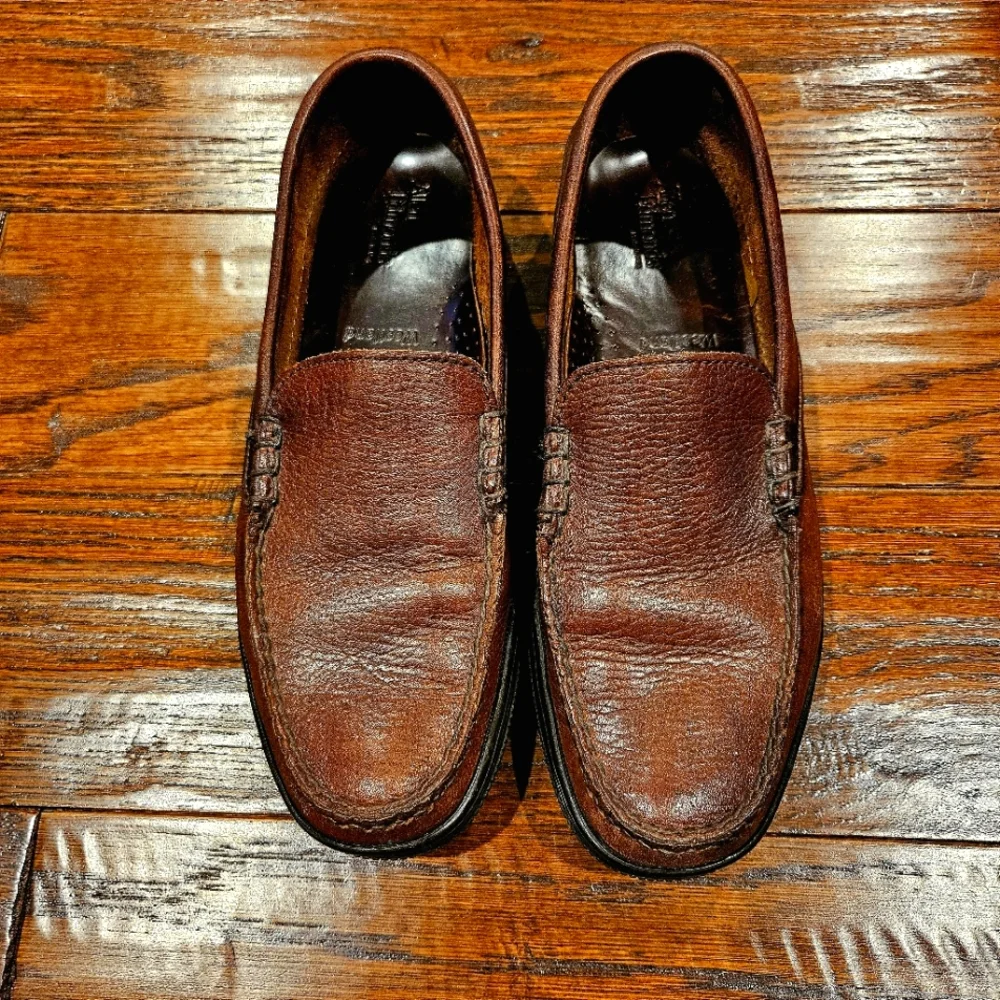 ALLEN EDMONDS Westland Brown Leather Pebble Loafers Shoes Size 9 1/2 B